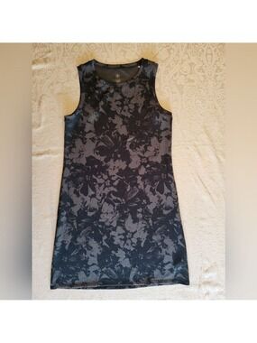 GAIAM Black and Gray Floral Pattern Sleeveless Tank Mini Dress, NWT, Small